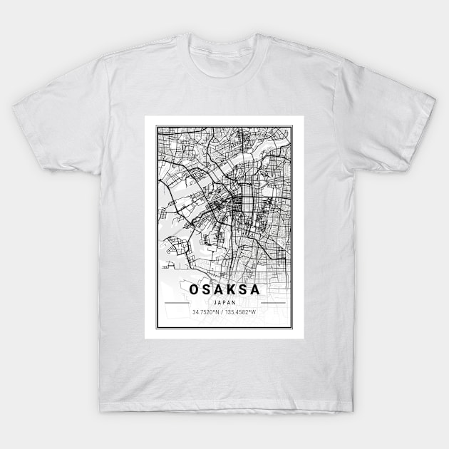 Osaksa Light City Map T-Shirt by tienstencil